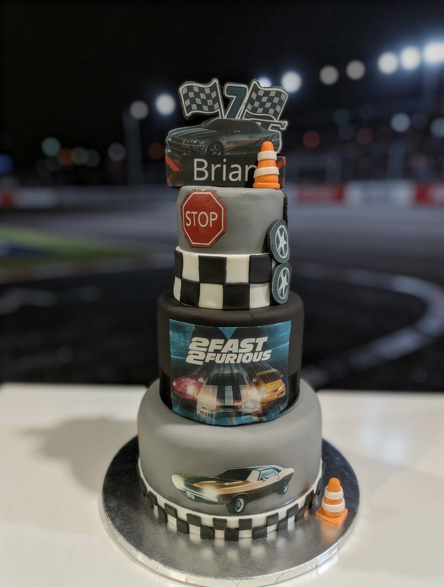 Gâteau sculpté 3D thème Fast and Furious voitures de course — Audrey Aubry