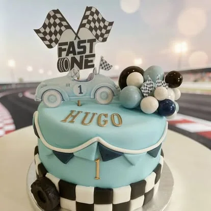 Gâteau d'anniversaire sur le thème de la course automobile — Audrey Aubry