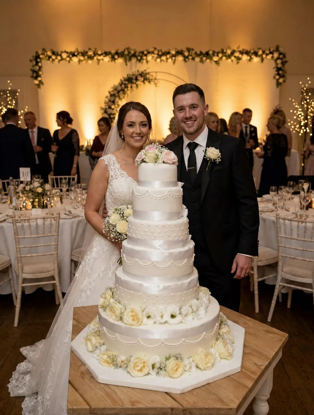 Wedding cake blanc à plusieurs étages — création Audrey Aubry